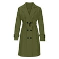 thumbnail image 5 of BYHONG Womens Trench Coat Women's Fashion Autumn Winter Solid Color Double Trench Coat Green M, 5 of 6
