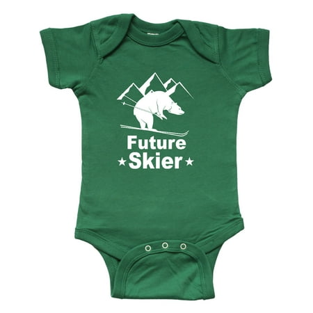 

Inktastic Future Skier Funny Skiing Bear Gift Baby Boy or Baby Girl Bodysuit