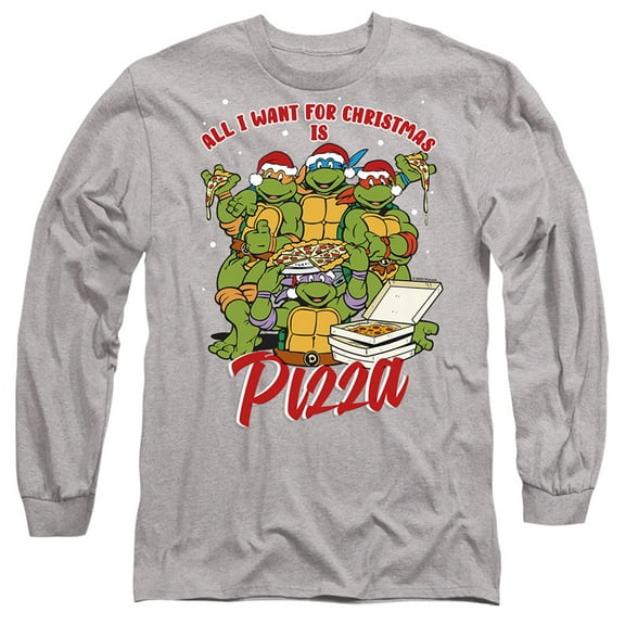 Teenage Mutant Ninja Turtles Christmas Pizza Unisex Adult Long-Sleeve T Shirt
