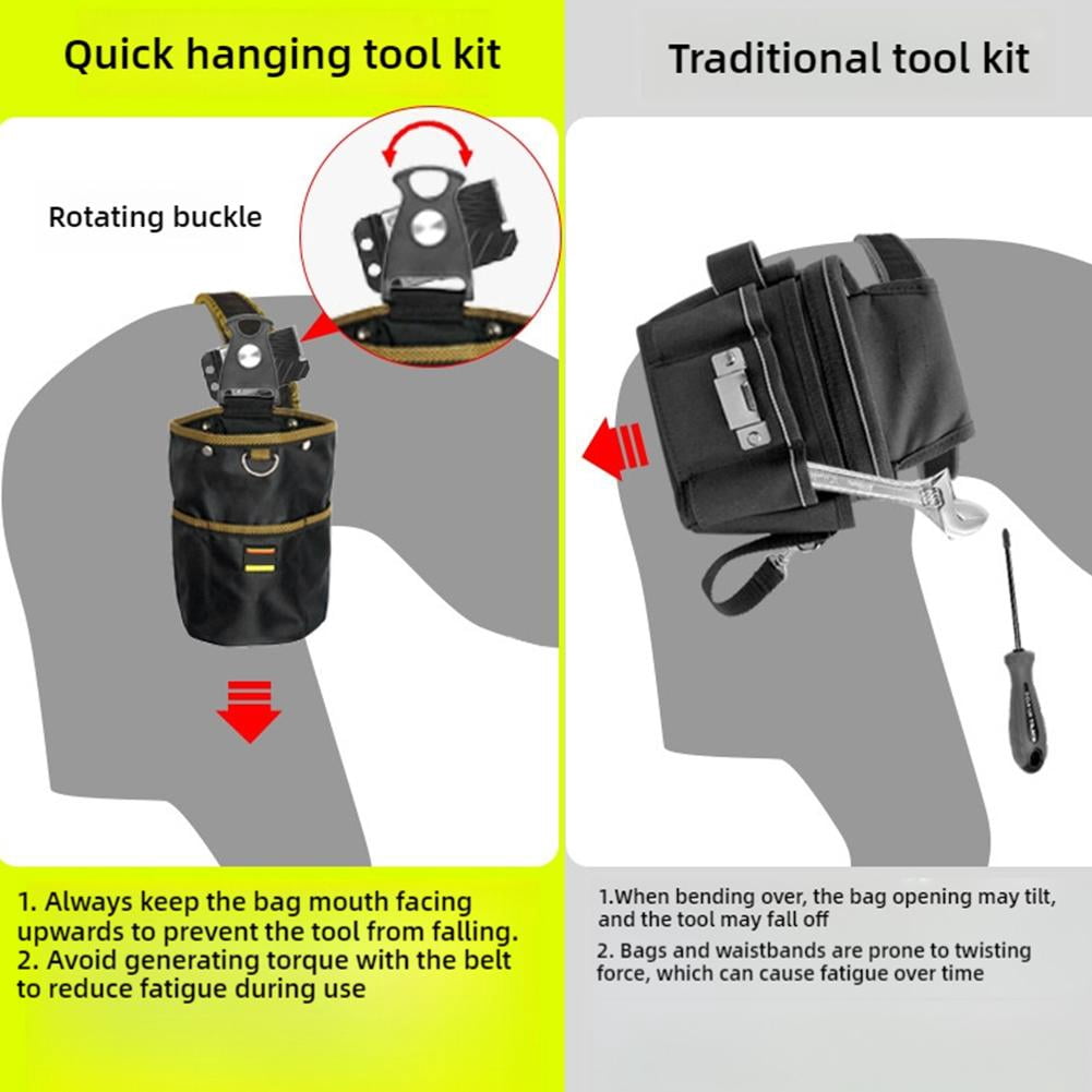 Rotating Quick-hang Tool Waist Bag Electrician Accessories Bag Tool Organiz