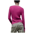 thumbnail image 4 of Women See Through Crew Neck Sheer Mesh Knitted Sweater Solid Basic Long Sleeve Loose Fit Knit Pullover Jumper Top, 4 of 5