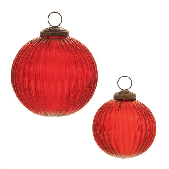Melrose Ribbed Glass Ball Ornament Set of 12