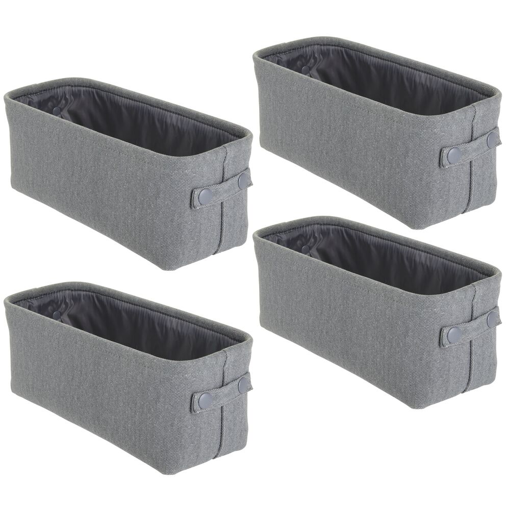 mDesign Fabric Bathroom Storage Bin, Small, 4 Pack Dark Gray