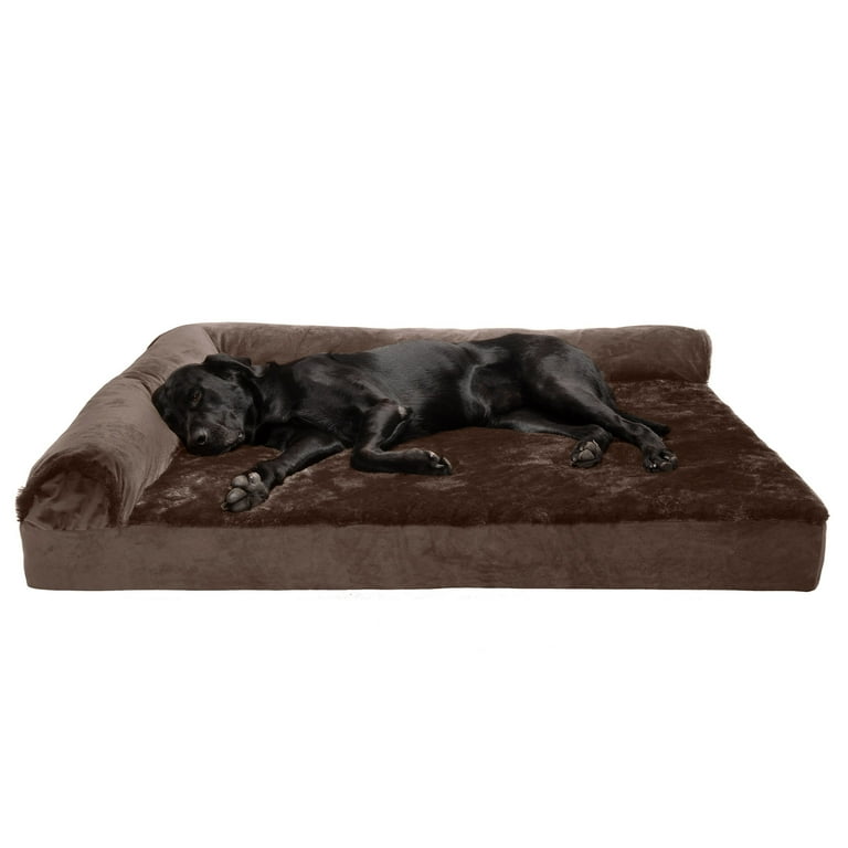 FurHaven Pet Products Plush Velvet Deluxe Chaise Lounge Cooling Gel Memory Foam Sofa Pet Bed for Dogs Cats Sable Brown Jumbo Plus Walmart