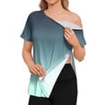thumbnail image 2 of Women's Post Shoulder Surgery Shirts Short Sleeve Snap-Open Arm Shoulder Recovery Shirt Casual Loose Adaptive Blouses,S, 2 of 8