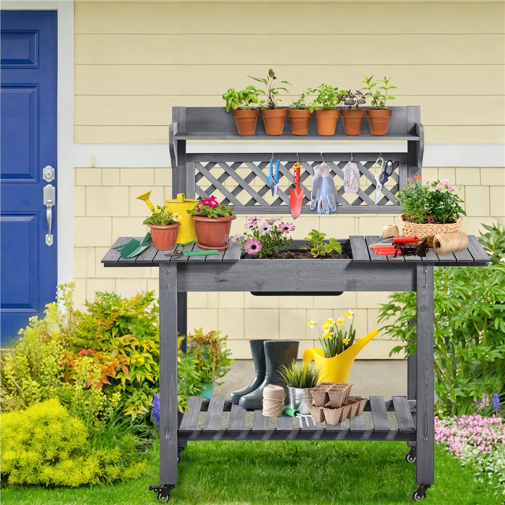 Renwick Gray Fir and Wood Potting Bench