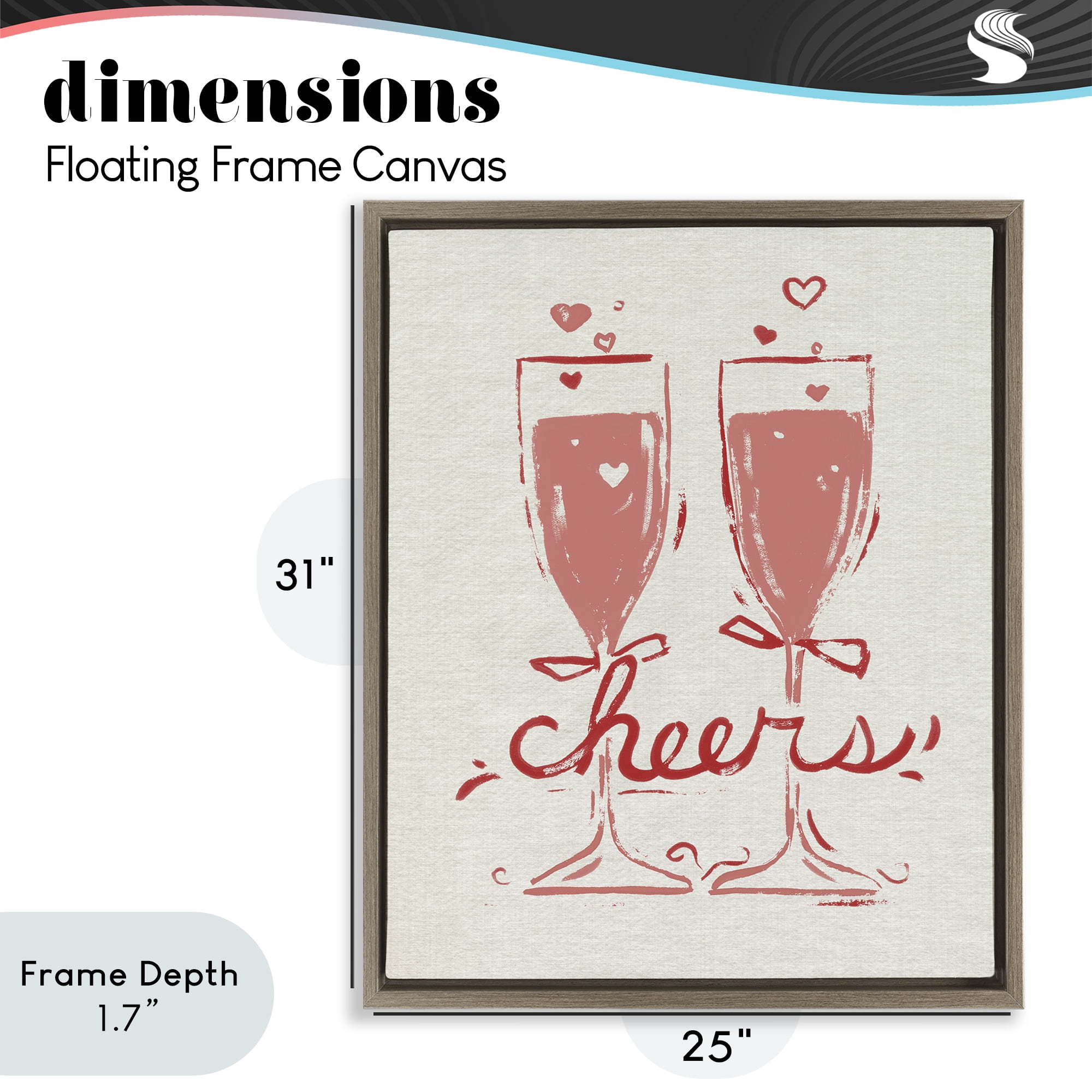 Stupell Industries Romantic Cheers To Love Brown Framed Floater Canvas Wall Art, design by June Erica Vess