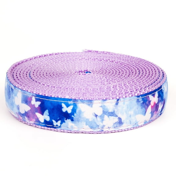 Country Brook Design® 1 inch Watercolor Butterflies on Lavender Nylon Webbing, 5 Yards