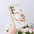 thumbnail image 6 of Magnetic for Samsung Galaxy S24 Ultra Case,Electroplated Clear Slim Samsung S24 Ultra Phone Case with Camera Protection,Shockproof Samsung S24 Ultra Case Compatible with MagSafe,Gold Edge, 6 of 12