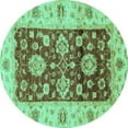 thumbnail image 1 of Ahgly Company Indoor Round Oriental Turquoise Blue Traditional Area Rugs, 8' Round, 1 of 4