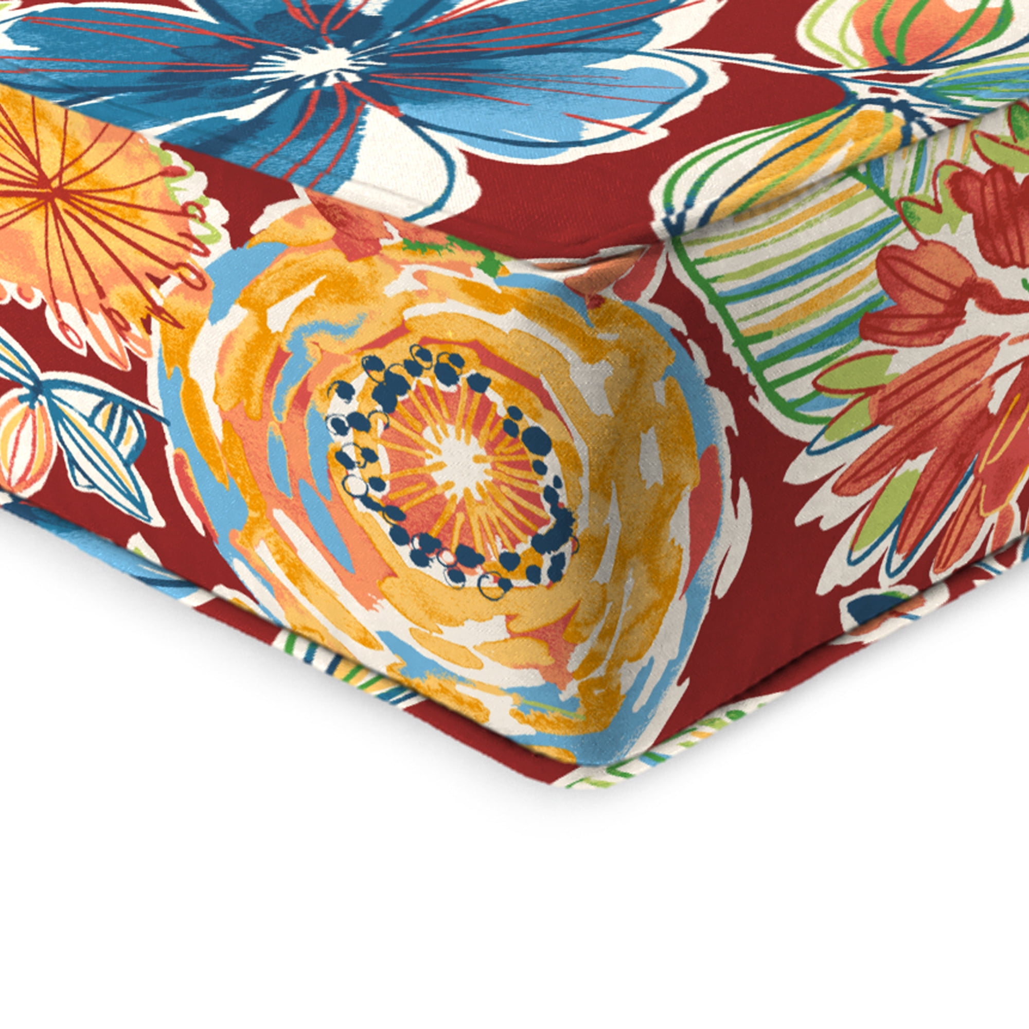 Jordan Manufacturing 46.5" x 24" Colsen Berry Red Floral Rectangular Outdoor Deep Seat Chair Cushion Set with Welt