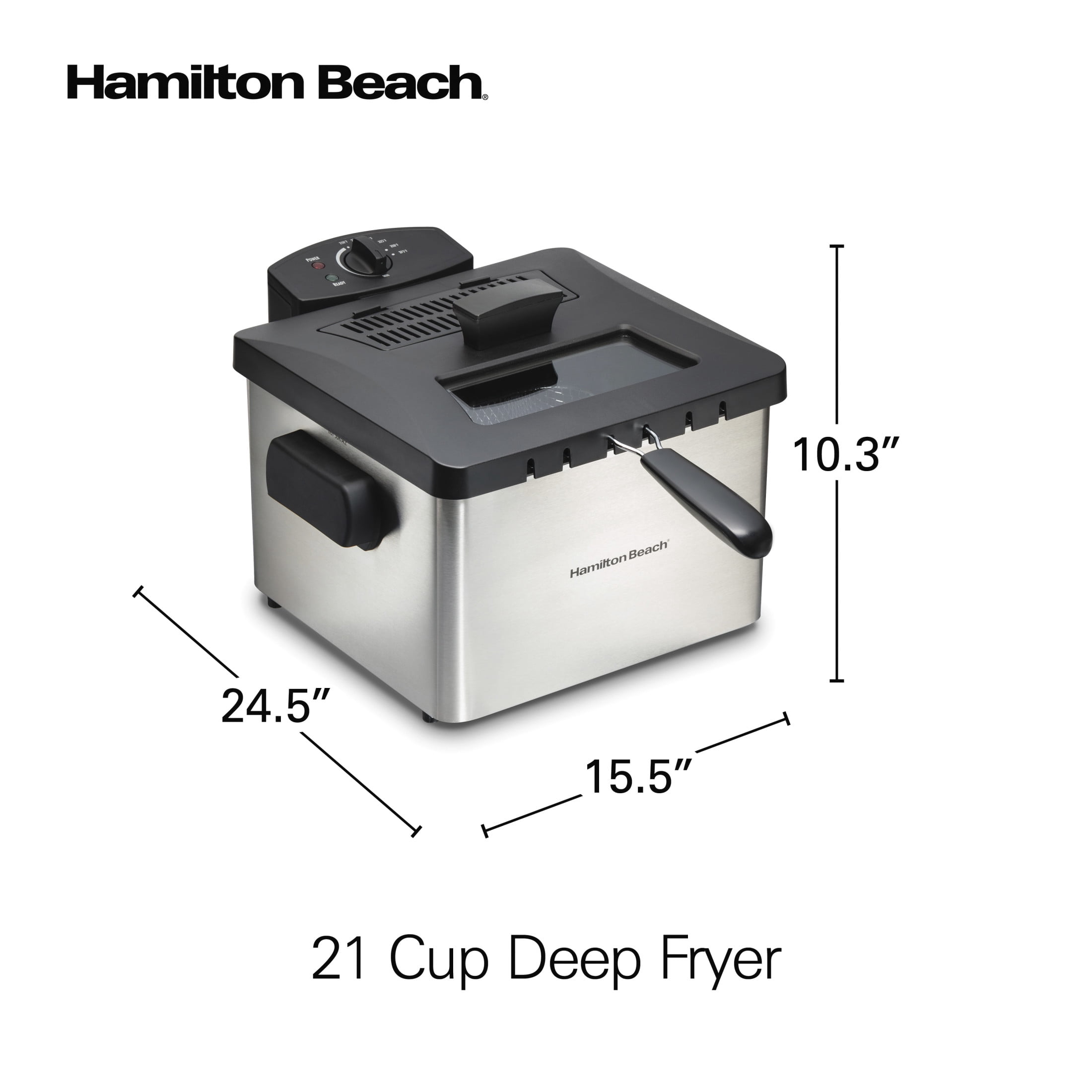 Hamilton Beach 21-Cup/5L Electric Deep Fryer with Basket, Freidora de Aceite, Stainless Steel