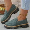 thumbnail image 3 of Xfvqtps Loafers for Women Flatform Chunky Penny Loafer Thick Sole Comfortable Slip on Work Office Business Casual Dress Shoes Green, 3 of 5