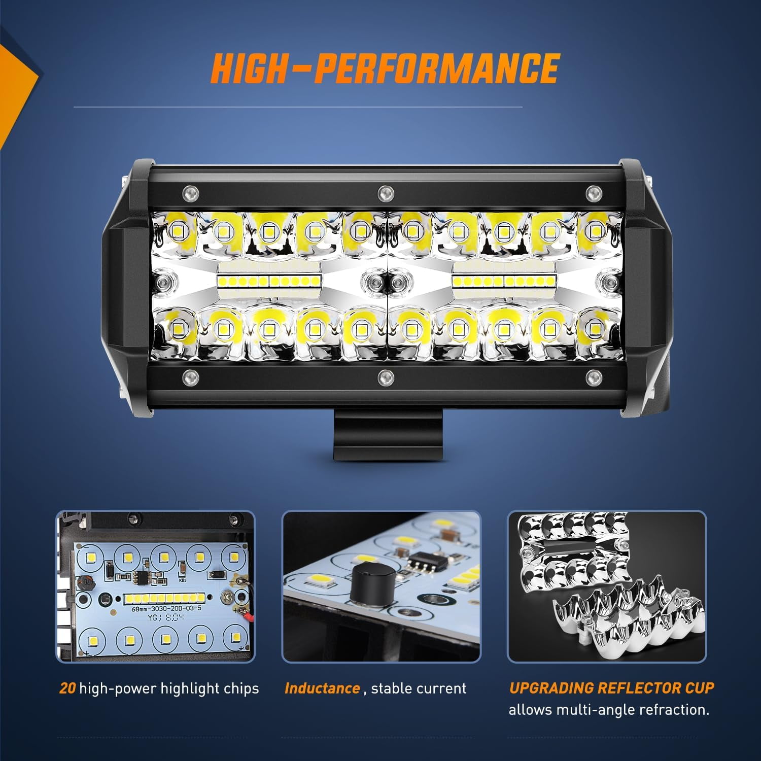 Nilight 60W Waterproof Offroad Flood Spot Combo LED Light Bar with Mounting Bracket