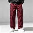 thumbnail image 2 of DYTTDG Men’s Drawstring Cargo Pants, Elastic Waist Full Length Straight Leg Trousers with Multi Pockets, Solid Color Casual Wear for Daily Walking & Outdoor, 2 of 8