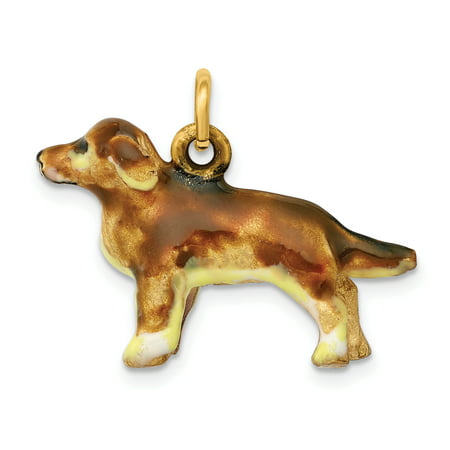 14k Enameled Small Golden Retriever Dog Pendant Charm Necklace
