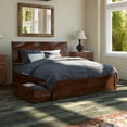 thumbnail image 1 of Portland Wood King Platform Bed with Footboard and Storage Drawers in Walnut, 1 of 7