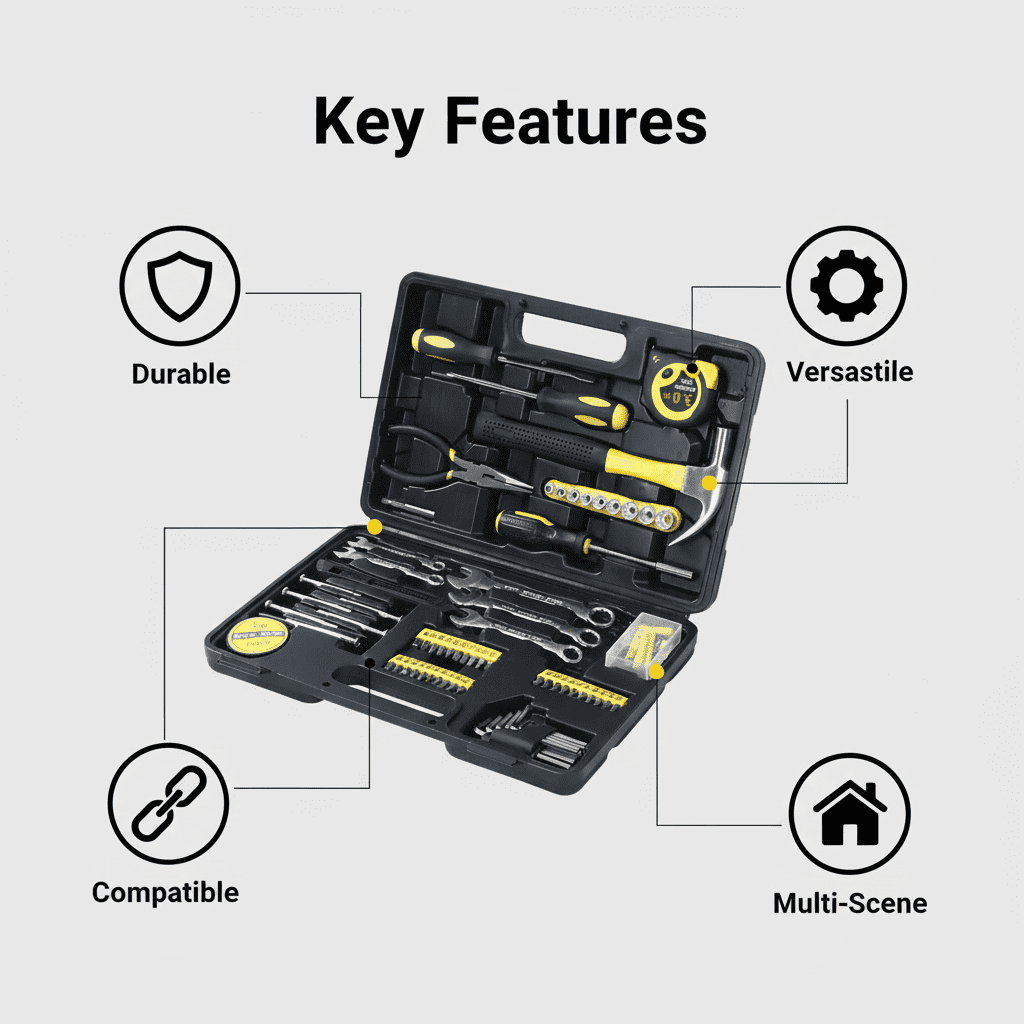 Tool Sets, Household Hand Tool Kit, 148 Piece DIY Durable Toolbox, Mechanic Basic Home Tool Kit for Men and Women, All Essential Repair Tools for Home Garage and Office, Yellow