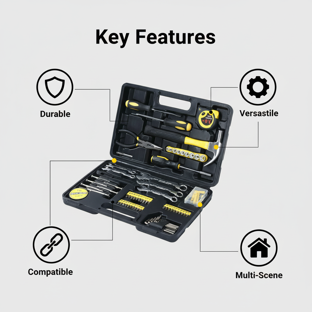 HSIAOLIN 148-Piece Household Tool Kit with Yellow Toolbox photo 5