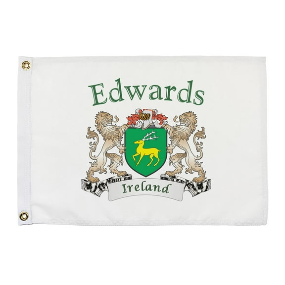 Edwards Irish Coat of Arms Small White Flag - 16"x10.5" inches