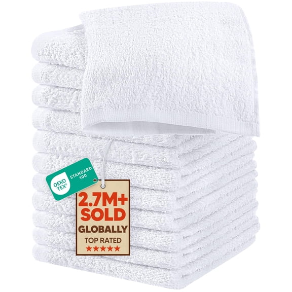 Utopia Towels 12 Pack Cotton Washcloths Set, 100% Ring Spun Cotton, Premium Flannel Face Cloths, Highly Absorbent and Soft Feel Fingertip Towels, White
