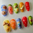 10Pcs Handmade Manicure Medium Almond Ballet Fake Nails Fruit Limited