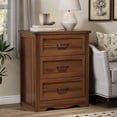 thumbnail image 3 of FANRAL Nightstand Set of 2,3 Drawer Farmhouse Nightstands,Wooden Bedside Table Set,Sturdy Storage End Tables for Bedroom Living Room,Walnut Night Stand, 3 of 7