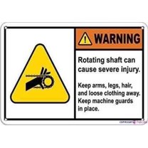 Warning Plaque Rota G Shaft Avoid Severe Injury Keep Guards In Place Sign Courtyard Decoration, For Outdoor & Indoor 8 X 12 Inch