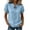 *Blue, variant on VBVC Women's Cotton-Linen Puff Sleeve Blouse , Ladies' Tie Keyhole Neck Short Sleeve Top , Casual Loose Fit Summer Shirts For Women,Black,S-2XL