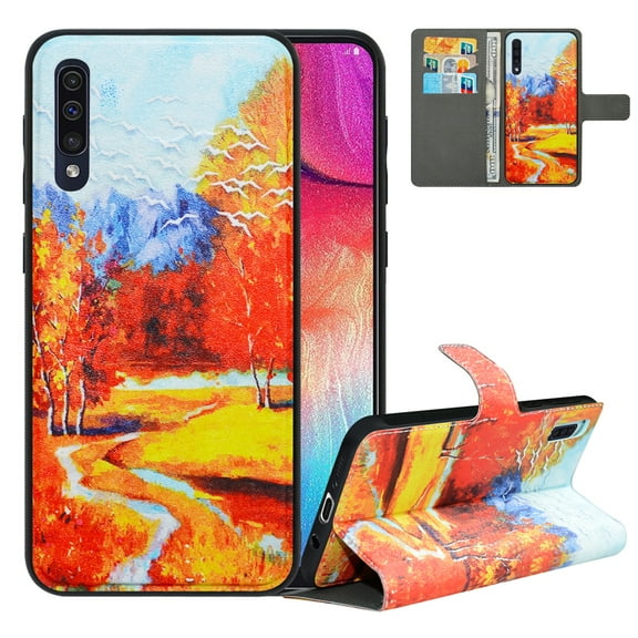 Labanema Samsung Galaxy A50 2019 Case with Kickstand, 2 in 1 Detachable Magnetic Protective Folio Flip Cover for Samsung Galaxy A50 2019 (Autumn Red)