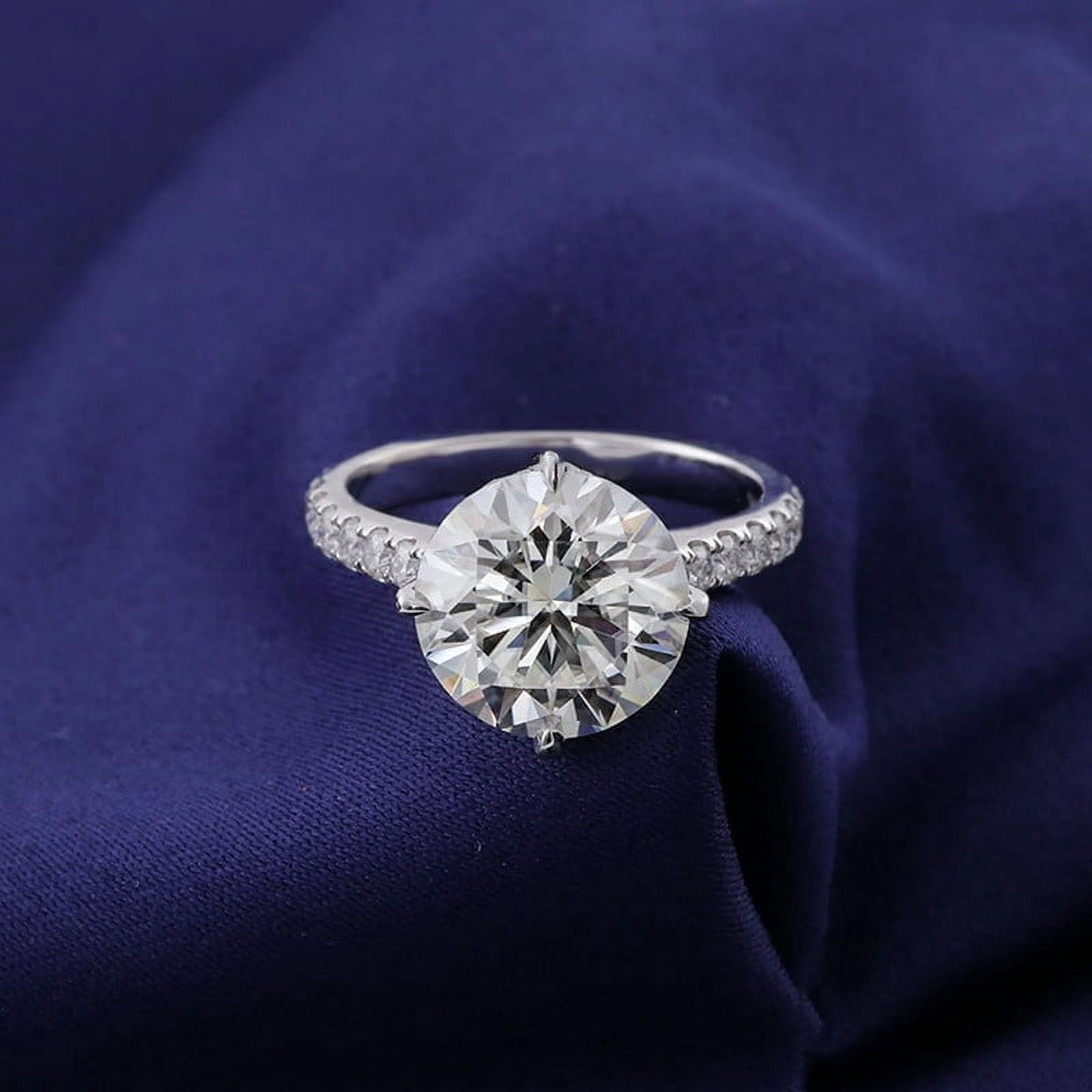 solitaire jewels 5CT Round Moissanite Hidden Halo Engagement Ring For Women, 14K Yellow Gold