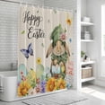 thumbnail image 6 of Easter Rabbits Shower Curtain, Waterproof Shower Curtains for Bathroom, Watercolor Flowers Eggs Butterflies Spring Beige Washable Fabric Bathtub Curtain Set Bath Decor with 12 Hooks Stall 36"x72", 6 of 8