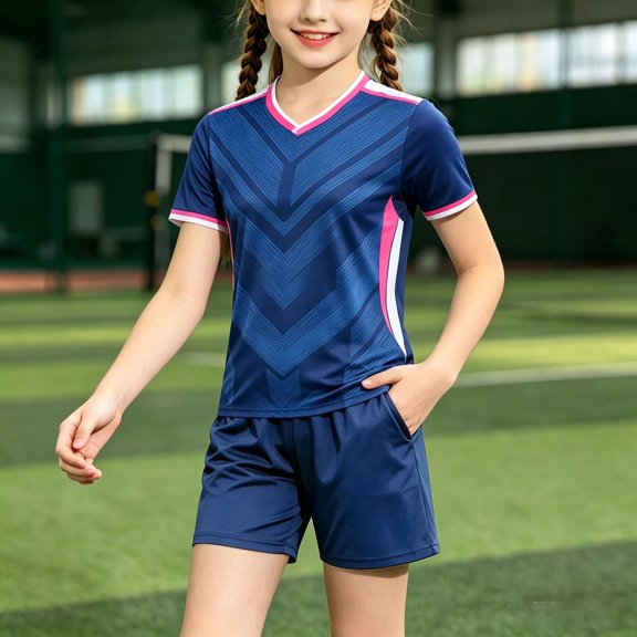 Letdown Outfit Sets for Boys Kids Sports Short Sleeve Training With Football Theme Breathable Athletic Youth Team Practice Party Photography Clothes Daily Comfort Wear Summer Outfits for Kids