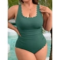 thumbnail image 4 of Asoul Plus Size Ribbed Swimsuit for Womens One Piece Scalloped Swimwear Tummy Control Bathing Suits, 4 of 8