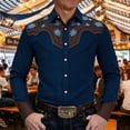 thumbnail image 2 of XIAOCHA Men's Contrast Floral Western Button-Down Shirt Long Sleeve Tailored Tops Bavarian Pub Shirts, 2 of 4