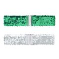 thumbnail image 1 of Cinturones de cintura ancha con purpurina para mujer, hebillas entrelazadas, decoración de lentejuelas, cinturones elásticos, 2 uds. Verde 60cm/23.62, 1 of 6
