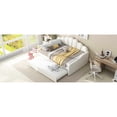 thumbnail image 7 of White Full Size Daybed With Trundle And Velvet Upholstery - Elegant , Stable Frame, Multipurpose Guest Bed In Upholstery, Solid Pine Legs, Functional For Home, 7 of 7