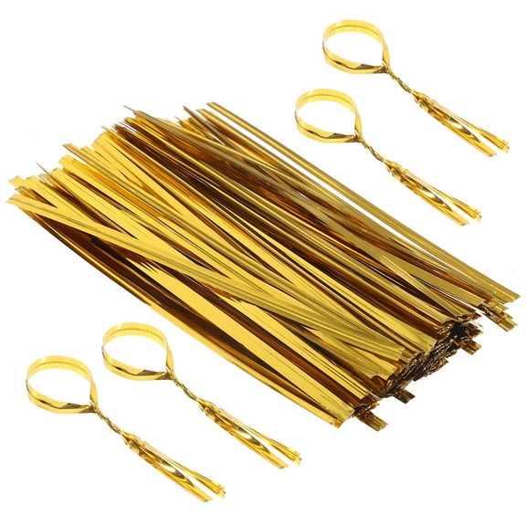 HEMOTON 800 Golden PET Ties for Gift Wrapping Candy Bags Twist Easily Stay Tight 12cm