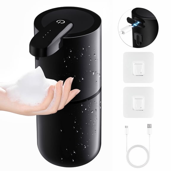 Automatic Soap Dispenser,Foaming Soap Dispenser Bathroom 12.8oz/380ML Rechargeable Wall Mount Touchless Foam Hand Soap Dispenser for Bathroom Kitchen