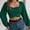 Green, variant on Titcea Tops for Women Trendy Lantern Sleeve Waist Chiffon Round Neck Long Sleeve Blouses Cute Sexy Casual Shirts