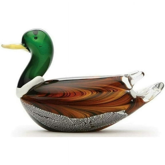 Dynasty Gallery 25205 Large Glass Mallard Duck Glass Figurine 7.5 Inches