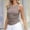 Gray, variant on Tank Tops for Women Spring Fashion Outfits Striped Print Round Neck Ruffle Detail Contoured Sleeveless Top
