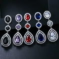 thumbnail image 2 of Fashion Purple Black Cubic Zircon Stone Long Bridal Wedding Drop Dangle Earrings, 2 of 9