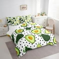 thumbnail image 3 of jejeloiu Avocado 7pcs Bedding Comforter Set,Green Fruit Queen Bedding Sets,Black Geometric Dots Queen Sheet Sets For Kids,Breathable Home Decor Reversible, 3 of 8