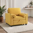 thumbnail image 7 of Convertible Sleeper Chair Bed, Comfy Corduroy Single Futon Sofa Chair with Pull Out Bed, 3-Levels Adjustable Backrest Accent Chair with Side Pockets, Cup Holder & USB Ports for Living Room, Yellow, 7 of 7