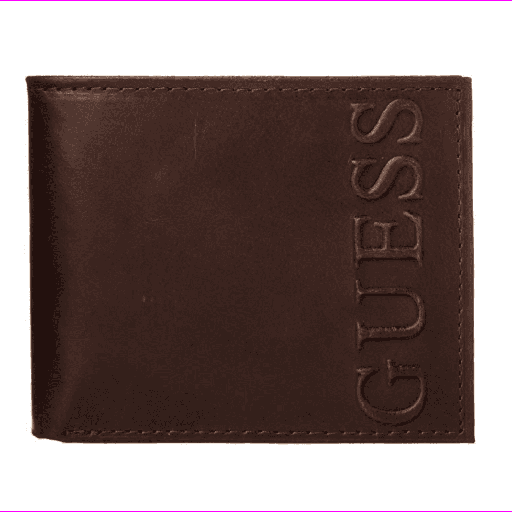 VINTAGE GUESS BLACK MENS LEATHER BIFOLD WALLET GUESS NEVER USED