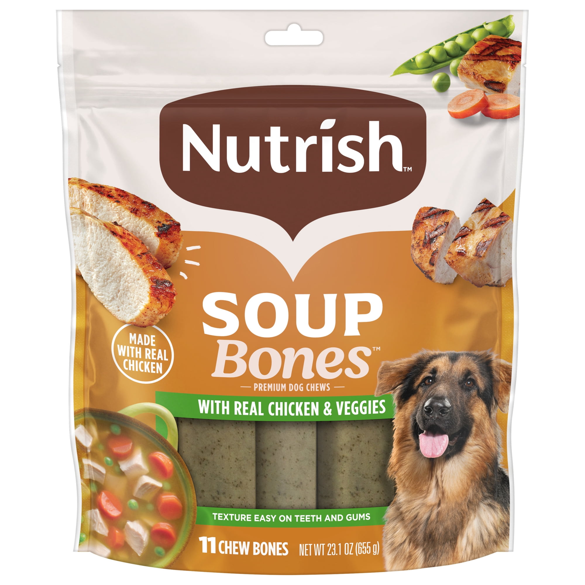 Nutrish Soup Bones Premium Dog Chews with Real Chicken and Veggies, 11 Chews, Packaging May Vary (Rachael Ray)