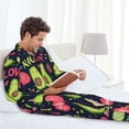 thumbnail image 6 of Daiia Avocado Love for Men's Long-Sleeved Pajama Set – Soft & Comfortable Sleepwear Button-Up Pajamas Cozy Lounge Wear-Medium, 6 of 7