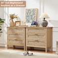 thumbnail image 5 of Leyaoyao 3-Drawer Storage Nightstand with Charging Station, 31.5" Wide Rattan Bedside Table, Boho Storage Cabinet with Shelf for Bedroom, Living Room, Natural, 5 of 8