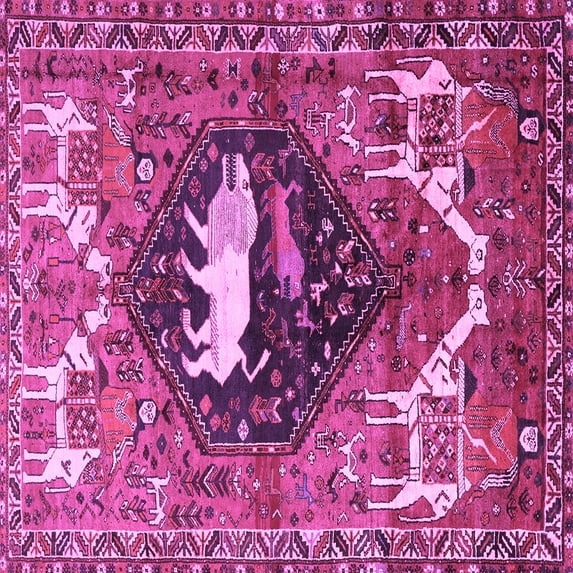 Ahgly Company Indoor Square Persian Purple Traditional Area Rugs, 6' Square
